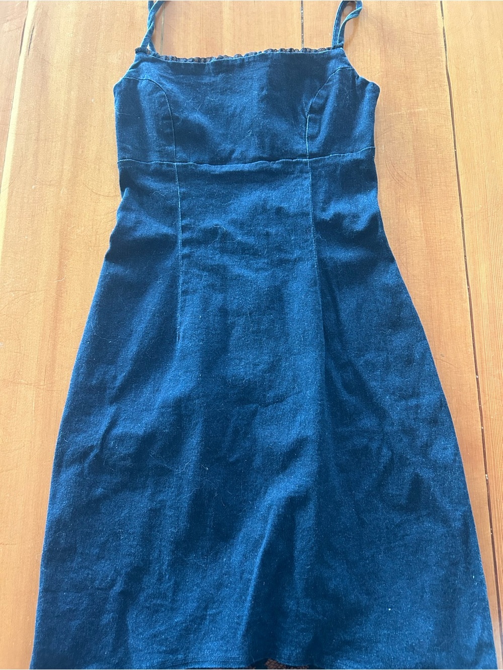Blue Corduroy Spaghetti Strap Dress